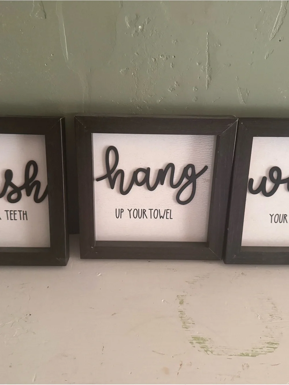 Hang Up Your Towel 3 Piece Wall Sign bathroom set - Black